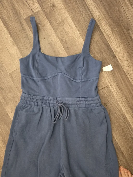 FREE PEOPLE MOVEMENT onesie Slate Blue Jumpsuit with Drawstring Boho Yoga - Picture 5 of 16